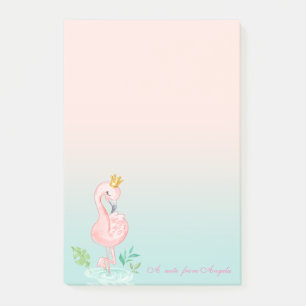 Adorable Cute Pink Flamingo Crown Post-it Notes