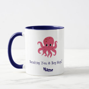 Adorable Cute Pink Octopus Kawaii Illustration Mug