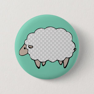 Adorable Cute Polkadot Grey Sheep 2 Inch Round Button