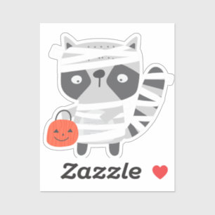 Adorable cute raccoon Halloween mummy