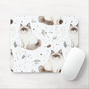 Adorable Cute Ragdoll Cat Winter Mouse Pad