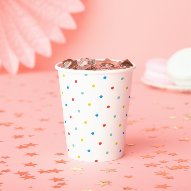 Adorable Cute Rainbow Colourful Polka Dot Birthday Paper Cups (Insitu)