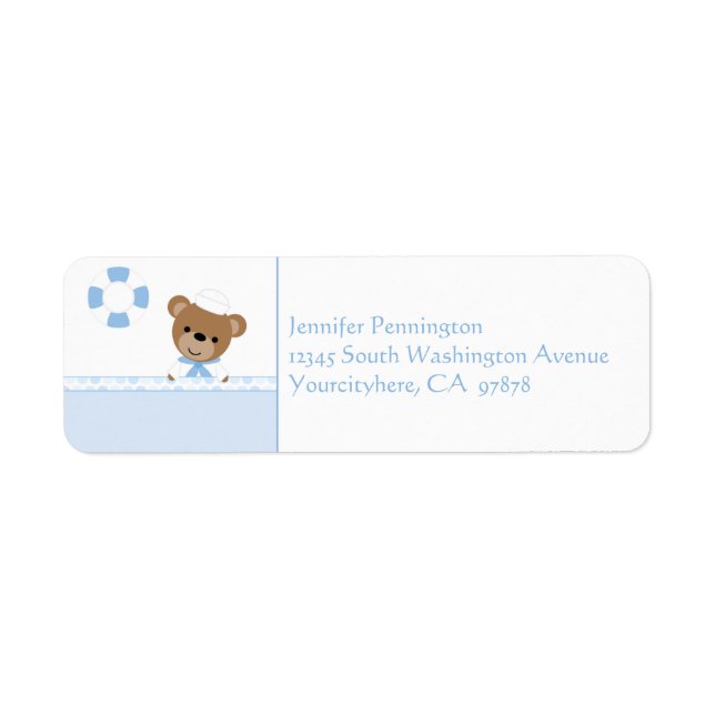 Adorable cute sailor bear return address labels (Front)