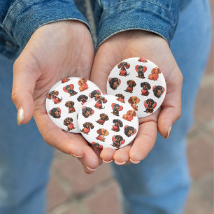 Adorable Dachshund and Heart Valentine 2 Inch Round Button