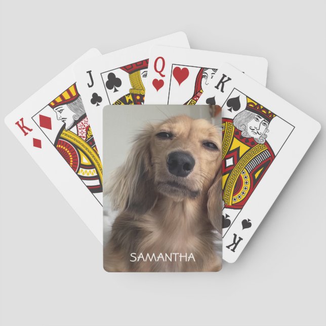 Adorable Dachshund Dog Personalized Playing Cards (Back)