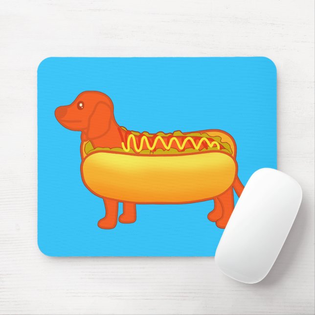 Adorable Dachshund Hot Dog Mouse Pad (With Mouse)