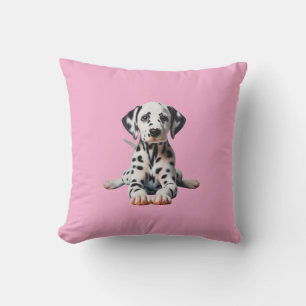 Adorable Dalmatian Puppy Doing Cobra Pose Yoga Throw Pillow