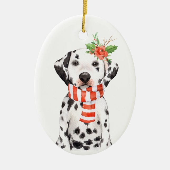 Adorable Dalmatian Puppy First Holiday Ornament (Front)