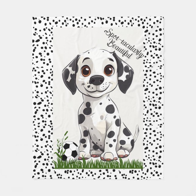 Adorable Dalmatian Puppy Football Art Fleece Blanket (Front)