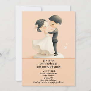 Adorable dancing duo wedding invitation