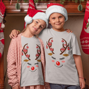 Adorable Deer Face with Ornaments on Antlers Kids T-Shirt