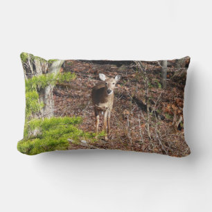Adorable Deer in the Woods Nature Photography Lumbar Pillow