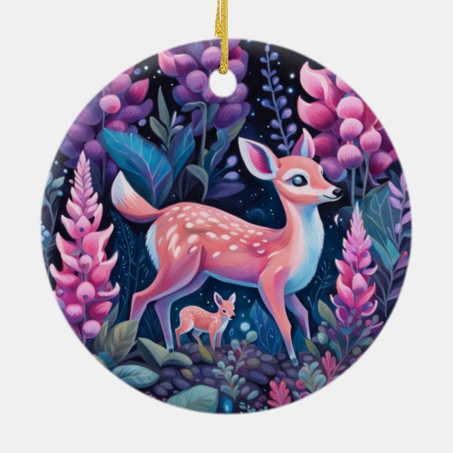 Adorable Deer With Flowers Ornament (Back)