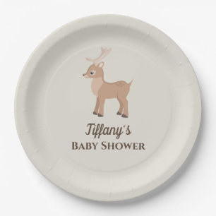 Adorable Deer Woodland Baby Shower Paper Plate