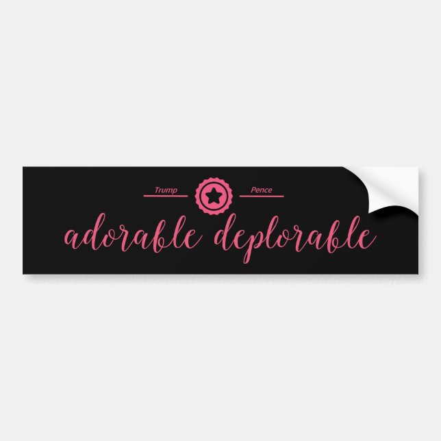 Adorable Deplorable Political Bumper Sticker Pink (Front)