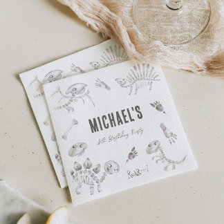 Adorable Dino Dig Birthday  Napkin