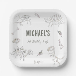 Adorable Dino Dig Birthday  Paper Plate