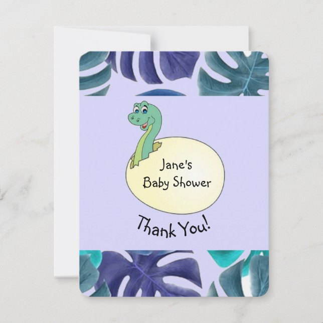 Adorable Dinosaur Baby Shower Thank You Card (Front)