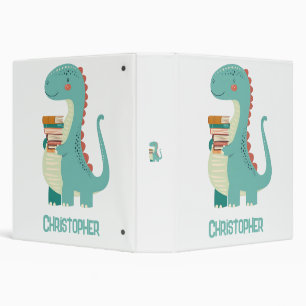 Adorable Dinosaur Book Lover With Kids Name Binder