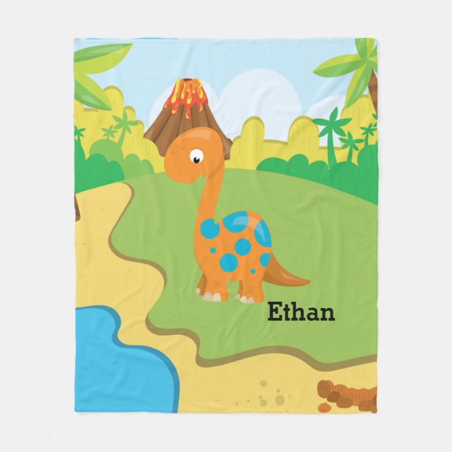 Adorable Dinosaur Fleece Blanket (Front)