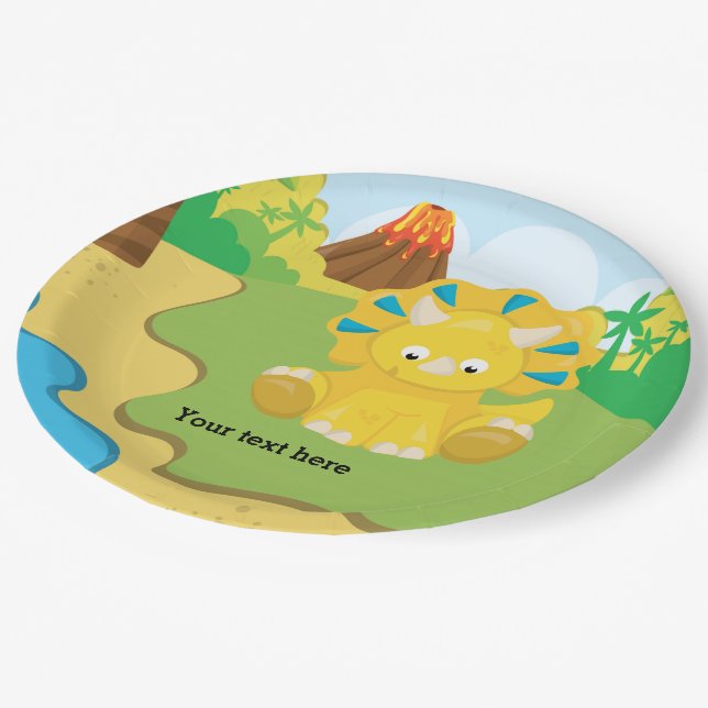 Adorable Dinosaur Paper Plate (Angled)