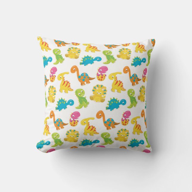 Adorable Dinosaur Throw Pillow (Front)