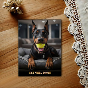 Adorable Doberman Pinscher Get Well Postcard