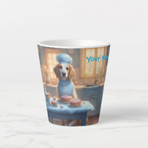 Adorable Dod in chef hat in Cottagecore kitchen Latte Mug