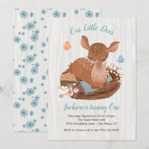 Adorable doe Deer Invitations à la fête d'annivers