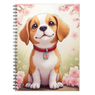 Adorable dog and blossoms notebook