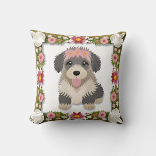 Adorable Dog Art Home Décor Gift for Pet Lovers Throw Pillow