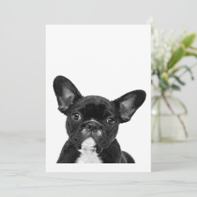 Adorable Dog | Black French Bulldog Face Holiday Card (Standing Front)