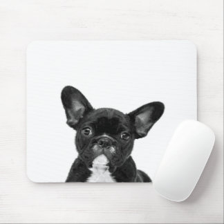 Adorable Dog | Black French Bulldog Face Mouse Pad