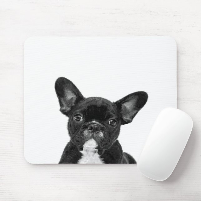 Adorable Dog | Black French Bulldog Face Mouse Pad (With Mouse)