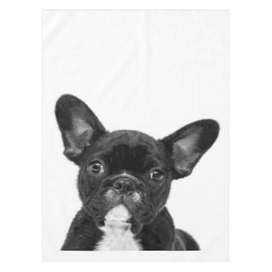 Adorable Dog Black French Bulldog Face Tablecloth