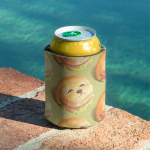 Adorable Dog Face Burger Pattern Can Cooler