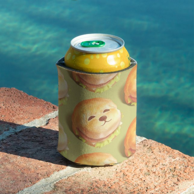 Adorable Dog Face Burger Pattern Can Cooler (In Situ Pool)