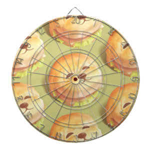 Adorable Dog Face Burger Pattern Dartboard