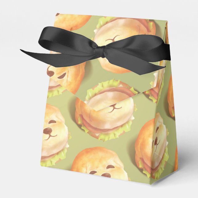 Adorable Dog Face Burger Pattern Favor Box (Front Side)
