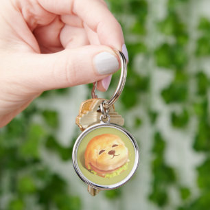 Adorable Dog Face Burger Pattern Keychain