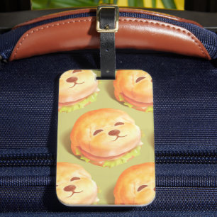 Adorable Dog Face Burger Pattern Luggage Tag