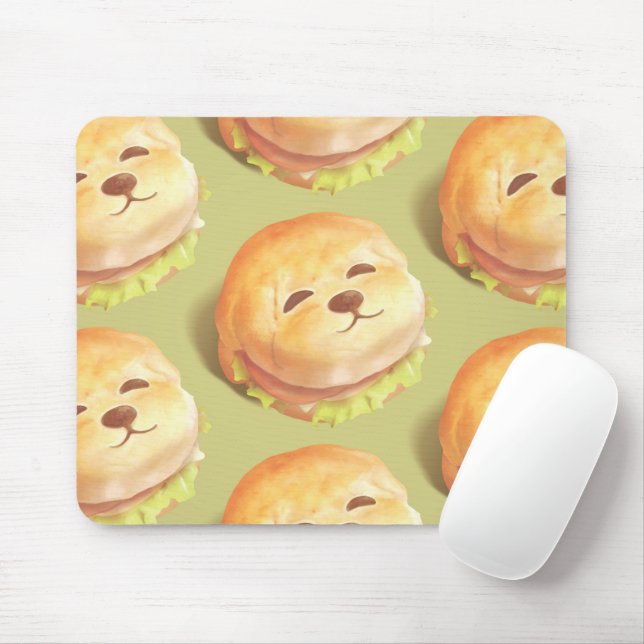 Adorable Dog Face Burger Pattern Mouse Pad (With Mouse)