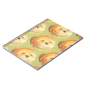 Adorable Dog Face Burger Pattern Notebook