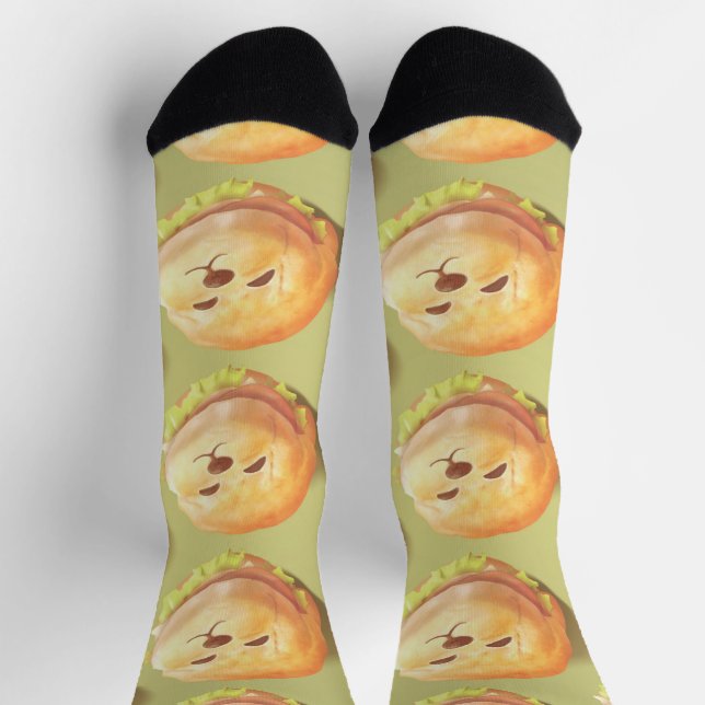 Adorable Dog Face Burger Pattern Socks (Top)