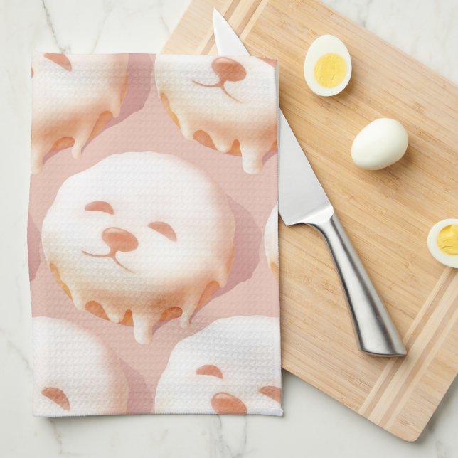 Adorable Dog Face Doughnut Kitchen Towel (Quarter Fold)