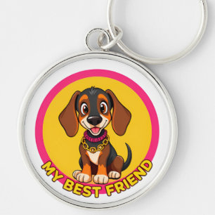 Adorable Dog Illustration Keychain