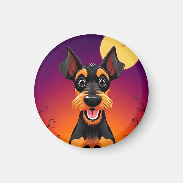Adorable Dog in Halloween Scene Magnet (Front)