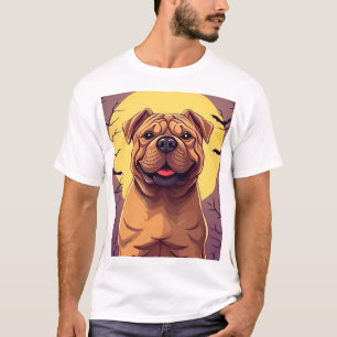 Adorable Dog in Halloween Scene with Pumpkins T-Shirt