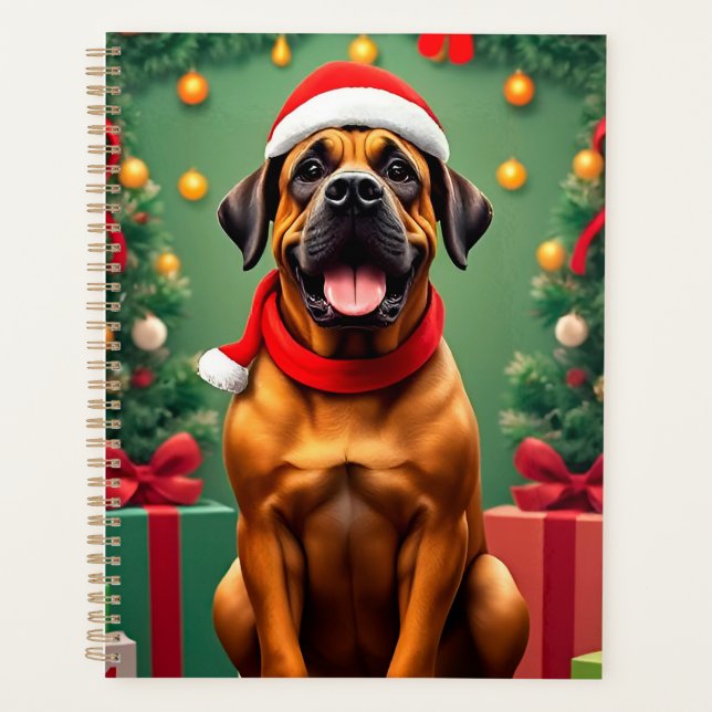 Adorable Dog in Santa Hat Planner (Front)