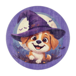 Adorable Dog in Witch Hat Cutting Board